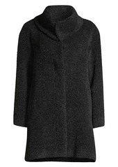 Sofia Cashmere Fly Front Raglan-Sleeve Foldover Wool & Alpaca-Blend Coat