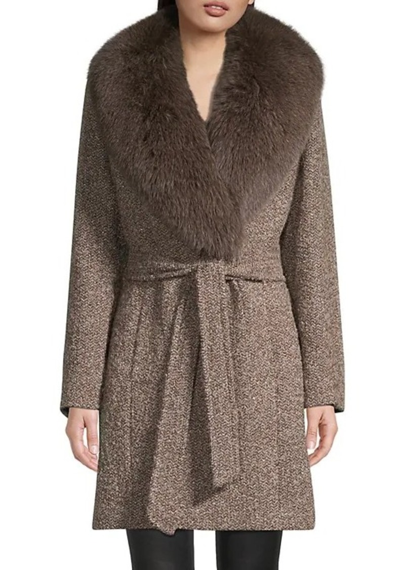 sofia cashmere fox fur trim wrap coat