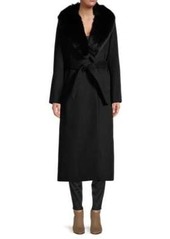 Sofia Cashmere Fox Fur-Collar Wool-Blend Midi Coat