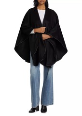 Sofia Cashmere Leather-Trim Reversible Cashmere Cape