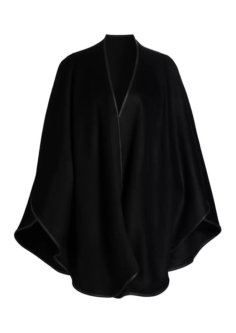 Sofia Cashmere Leather-Trim Reversible Cashmere Cape