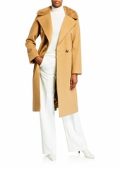 Sofia Cashmere Mink Collar 2-Button Wool-Blend Coat