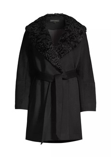 Sofia Cashmere Shearling Collar Belted Coat