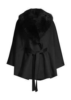 Sofia Cashmere Shearling Collar Wrap Belted Coat