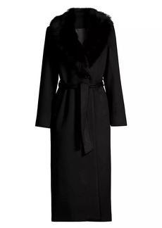 Sofia Cashmere Shearling Long Belted Wrap Coat