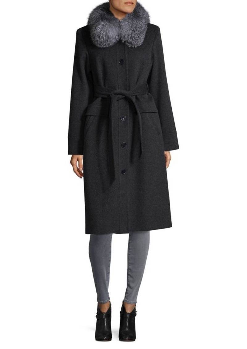 Sofia Cashmere Sofia Cashmere Fox-Fur Trimmed Wrap Coat | Outerwear