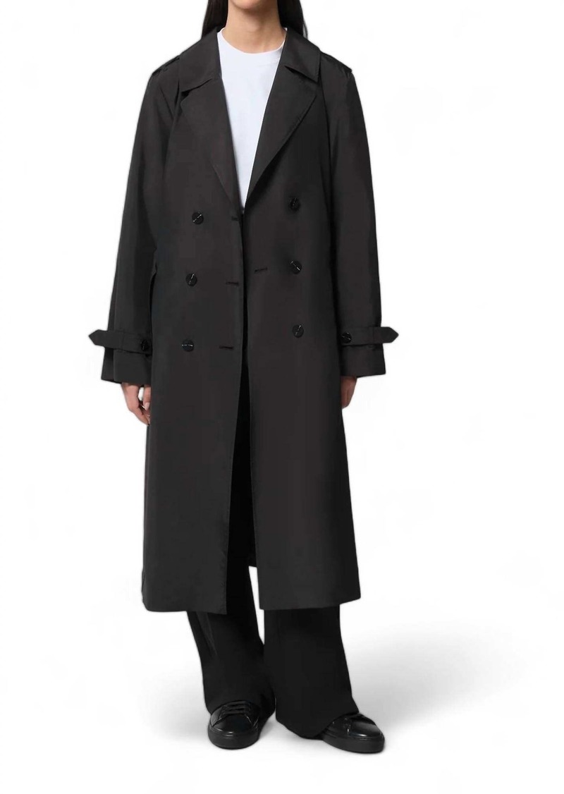 Soia & Kyo Blaire Semi-Fitted Double-Breasted Trench Coat In Black