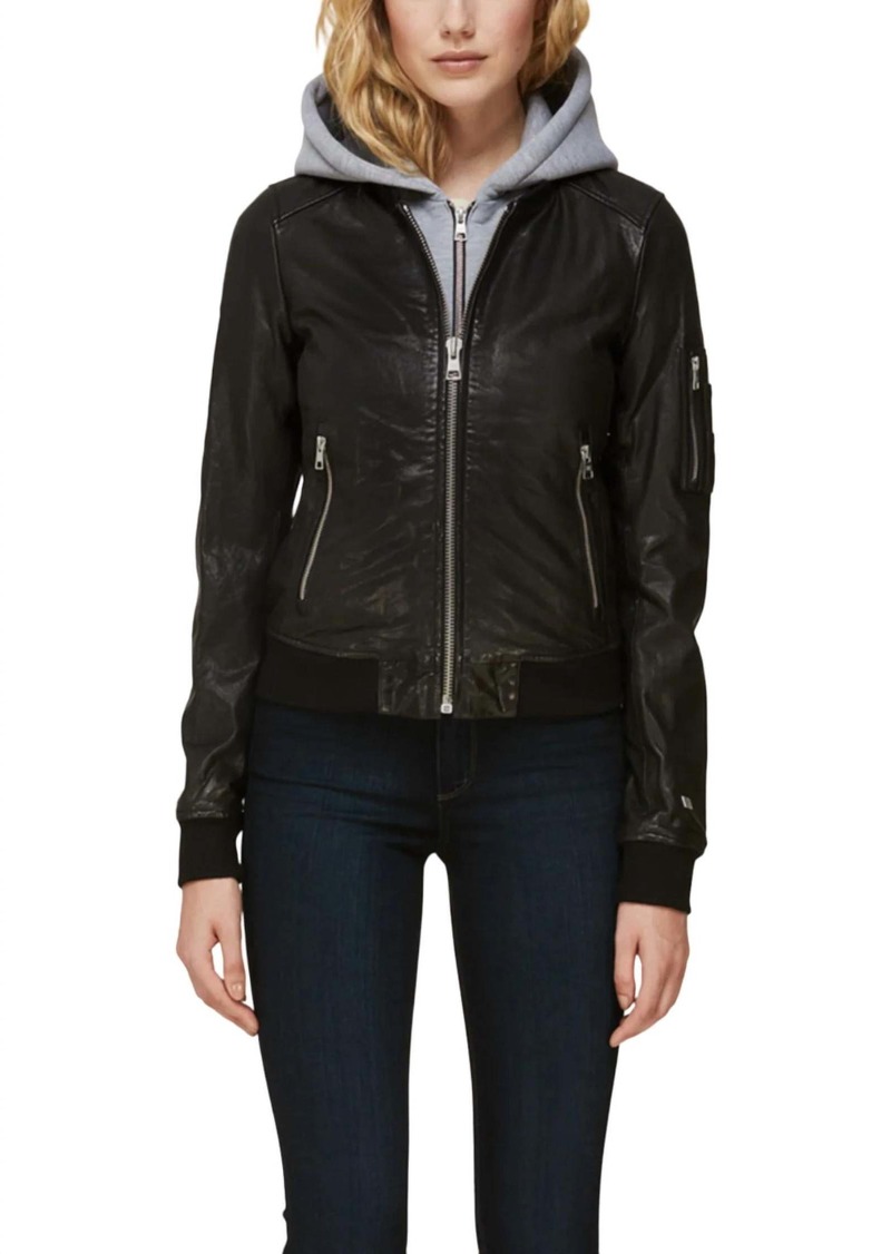 Soia & Kyo Farica Leather Bomber Jacket In Black