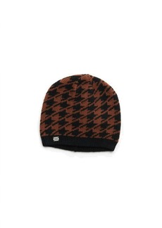 Soia & Kyo Houndstooth Pattern Rib Knit Hat In Russet