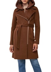 Soia & Kyo Mixed Media Wool Blend Coat in Chestnut at Nordstrom