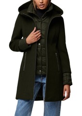 Soia & Kyo Mixed Media Wool Blend Coat with Quilted Bib Insert