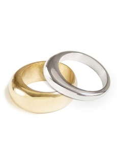 Soko 24K Gold-Plated Mixed Metal Stacking Rings 2 Piece Set - Gold  Silver