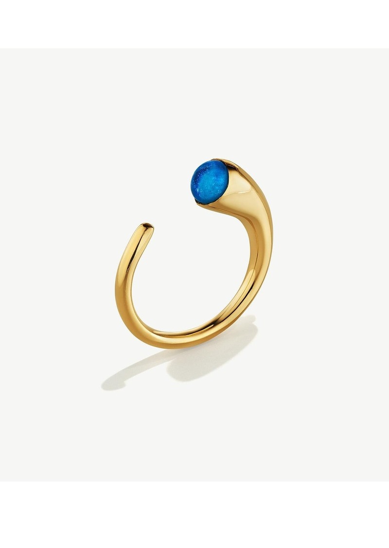 Soko Glass Delicate Dash Ring - 24k gold plated/swiss blue