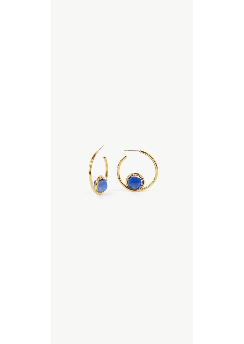 Soko Mpira Glass Hoop Earring - 24k gold plated/cobalt