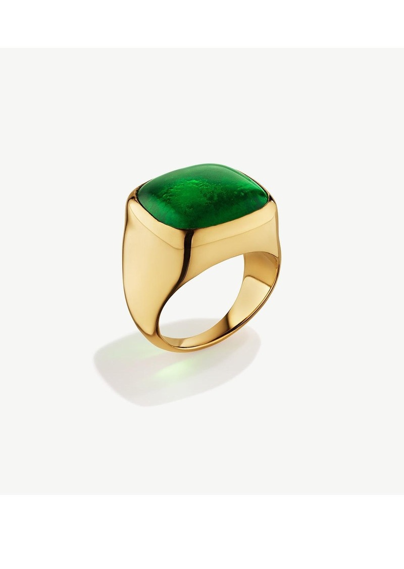 Soko Umbo Square Statement Ring - 24k gold plated/forest