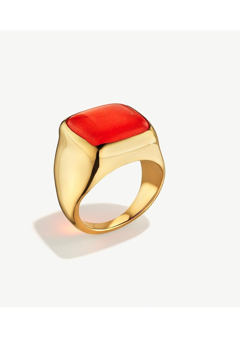 Soko Umbo Square Statement Ring - 24k gold plated/poppy