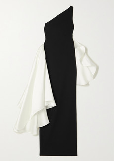 Solace London Calla Asymmetric Two-tone Stretch-crepe Gown