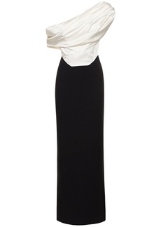 Solace London Kara Asymmetric Neckline Knit Long Dress