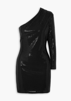 Solace London - Zuri one-sleeve sequined jersey mini dress - Black - UK 6