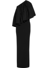 Solace London Woman Lison One-shoulder Ruffled Taffeta And Crepe Maxi Dress Black