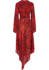 Solace London Woman Nelli Wrap-effect Snake-print Crepe De Chine Midi Dress Red