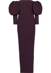 Solace London Woman Tasmin Off-the-shoulder Plissé-crepe Maxi Dress Burgundy