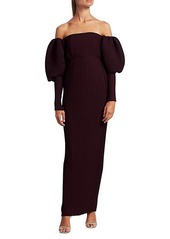 Solace London Tasmin Off-the-Shoulder Puff-Sleeve Maxi Dress