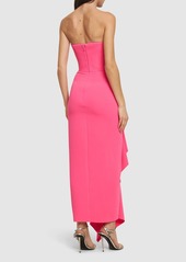 Solace London Thalia Woven Crepe Strapless Midi Dress