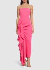 Solace London Thalia Woven Crepe Strapless Midi Dress