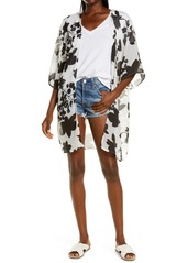 Sole Society Floral Chiffon Cover-Up in White at Nordstrom