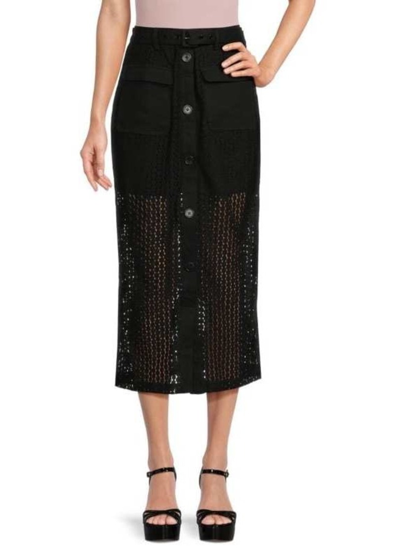 Solid & Striped Harper Lace Midi Pencil Skirt