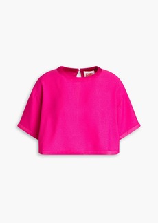 Solid & Striped - Cropped satin-crepe top - Pink - L