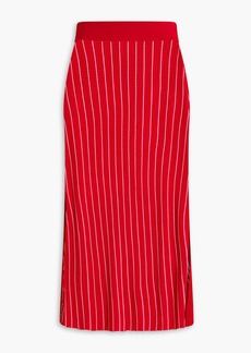 Solid & Striped - Striped ribbed pointelle-knit midi skirt - Red - XS