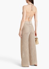 Solid & Striped - The Muccia cropped metallic crochet-knit halterneck top - Metallic - S