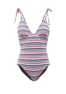 Solid & Striped - The Olympia Gathered-cup Striped Swimsuit - Womens - Multi