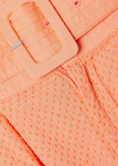 Solid & Striped - The Talia belted Swiss-dot cotton shorts - Orange - XS