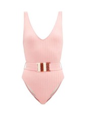 Solid & Striped The Michelle belted ribbed-jersey swimsuit