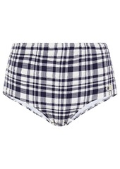 Solid & Striped Woman The Ginger Checked Seersucker High-rise Bikini Briefs Navy