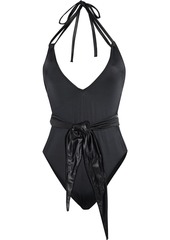 Solid & Striped Woman The Lou Belted Halterneck Swimsuit Black