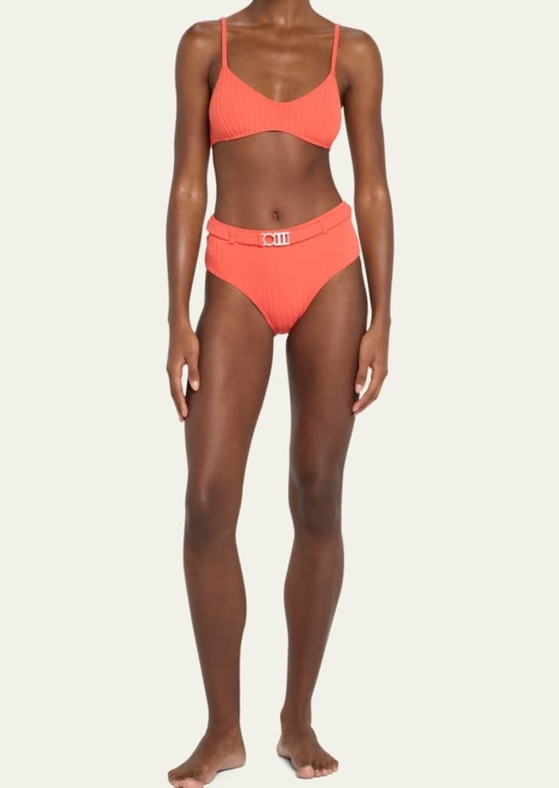 Solid & Striped Solid and Striped The Cora Solid Rib Belted Bikini Bottoms