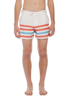 Solid & Striped The Kennedy Swim Shorts Trunks In Cream/coral/blue