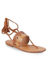 Soludos Embroidered Leather Lace-Up Sandals
