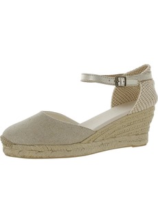 Soludos Womens Linen Ankle Strap Wedge Sandals