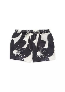 Something Navy Baby Girl's, Little Girl's & Girl's Floral Drawstring Linen Shorts