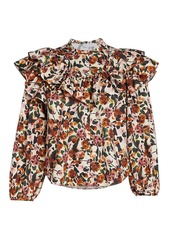 Something Navy Floral Ruffle Blouse