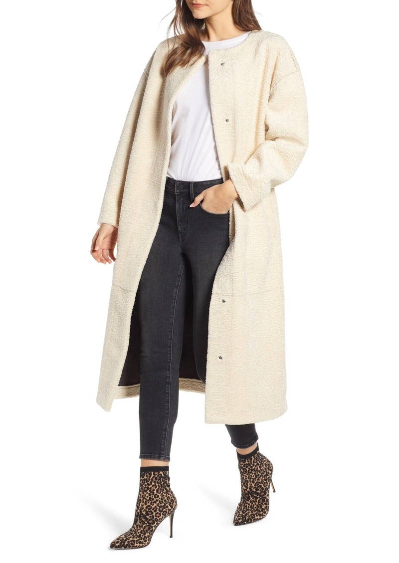 long faux shearling coat