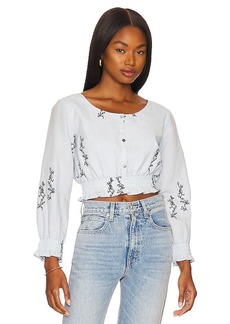 Something Navy Cropped Embroidered Long Sleeve Top