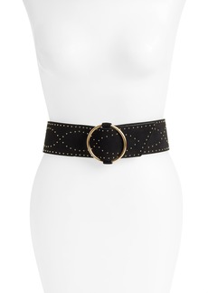 Something Navy Studded Stretch Leather Belt (Nordstrom Exclusive)