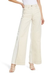 Something Navy Two-Tone High Waist Wide Leg Jeans