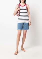 Sonia Rykiel embroidered-logo striped knitted tank top